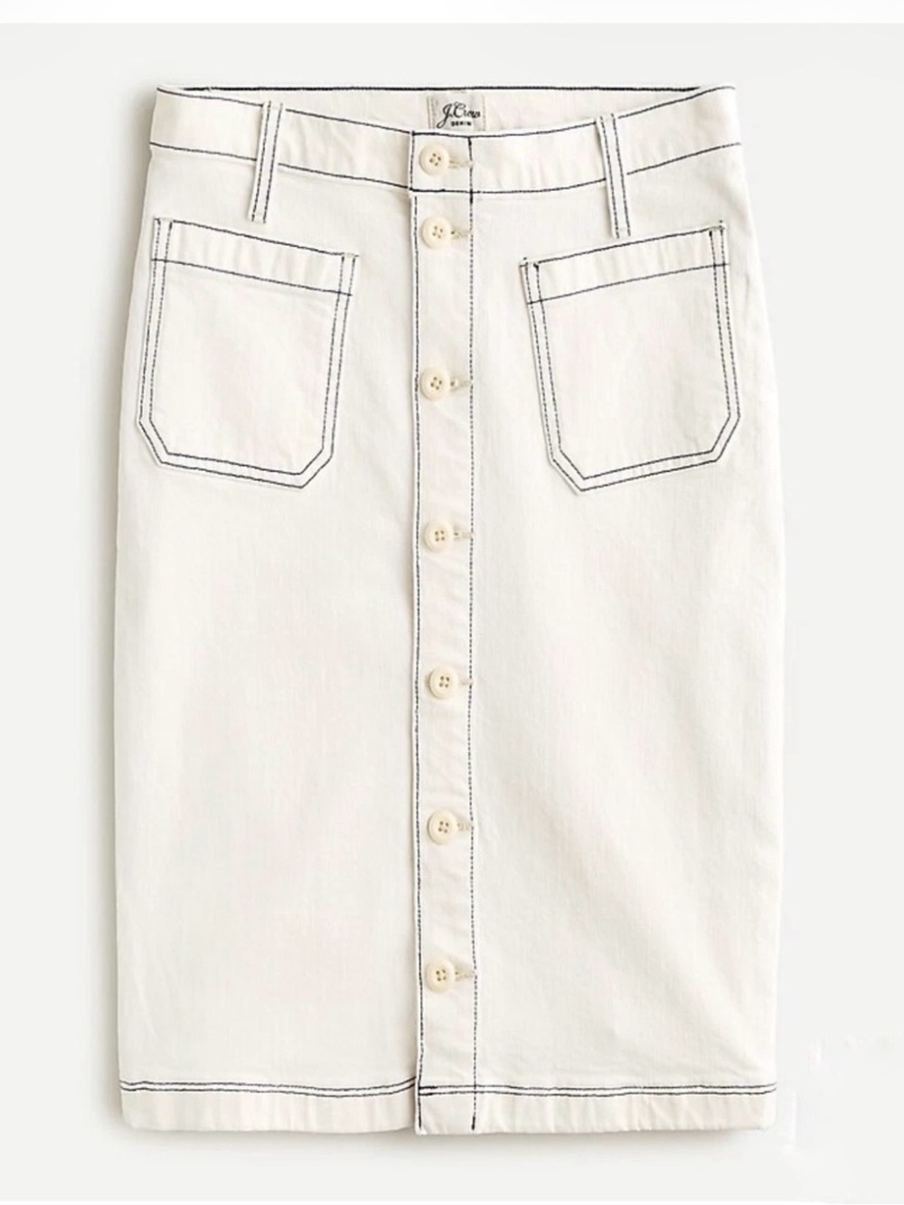 J. Crew White Denim Mini Skirt Patch Pocket Size 28